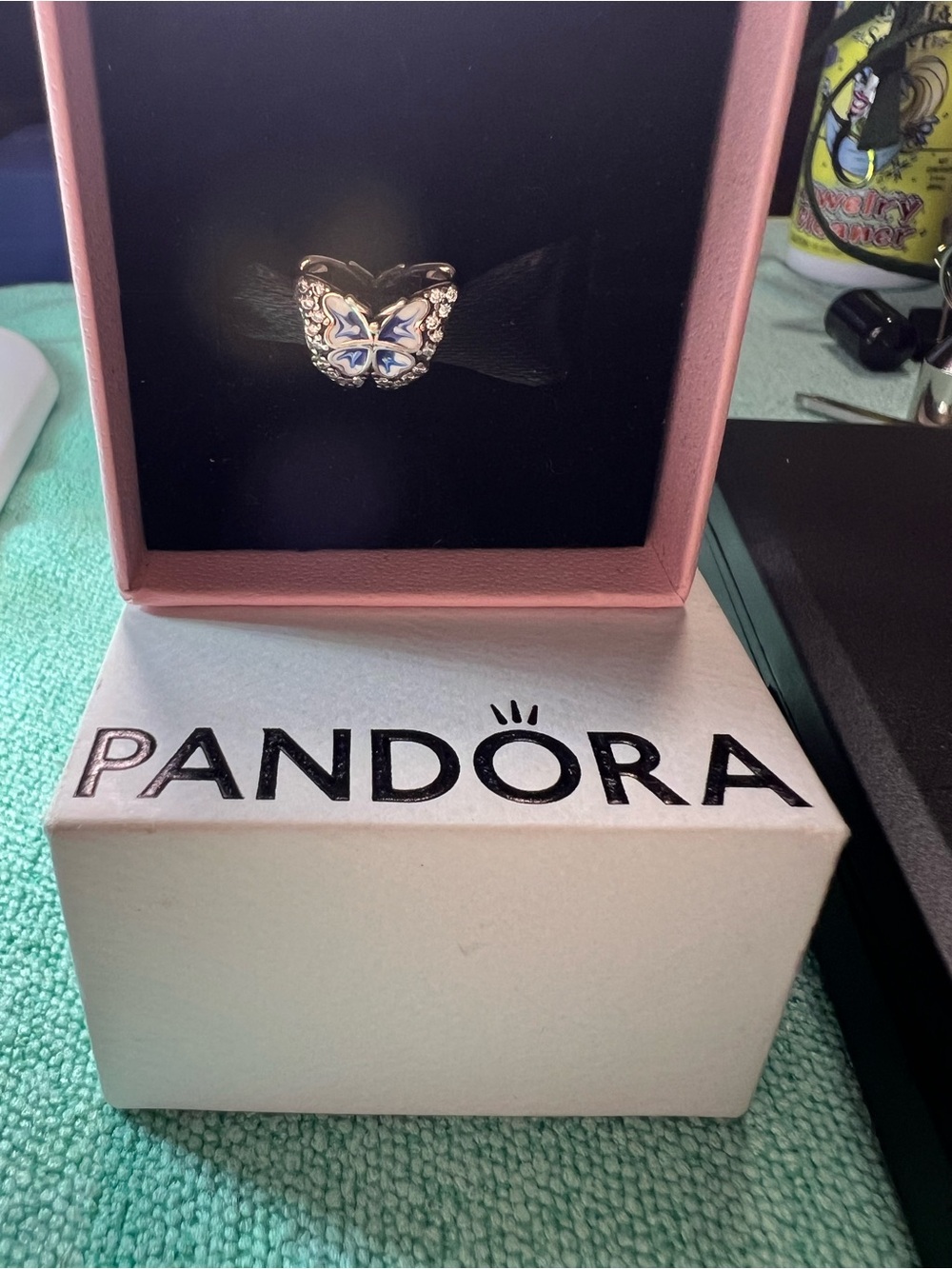 NEW Pandora Sterling Silver Butterfly Blue Enamel Accents Charm